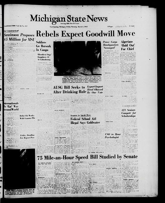 Michigan State news. (1961 March 3)