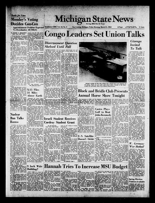 Michigan State news. (1961 March 31)