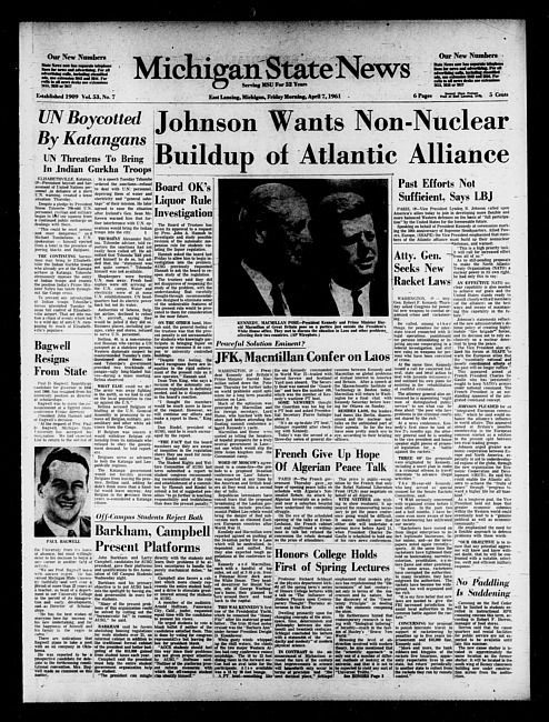 Michigan State news. (1961 April 7)