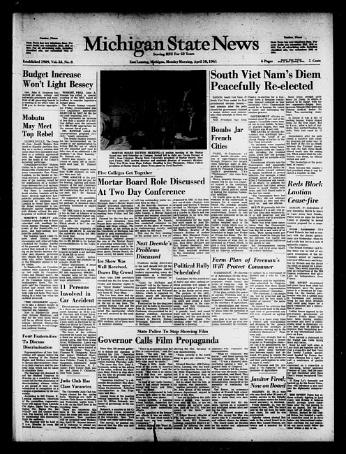 Michigan State news. (1961 April 10)