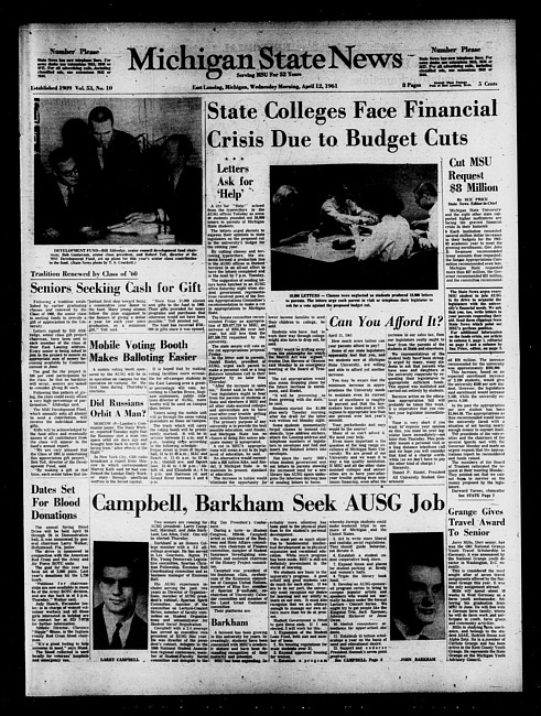 Michigan State news. (1961 April 12)