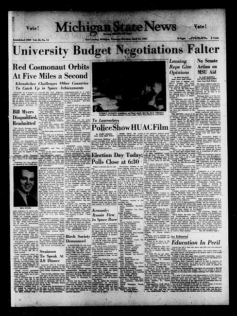 Michigan State news. (1961 April 13)