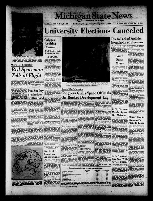 Michigan State news. (1961 April 14)