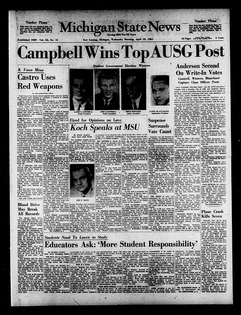 Michigan State news. (1961 April 19)