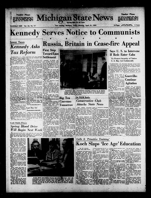 Michigan State news. (1961 April 21)