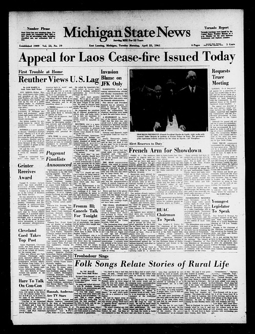 Michigan State news. (1961 April 25)