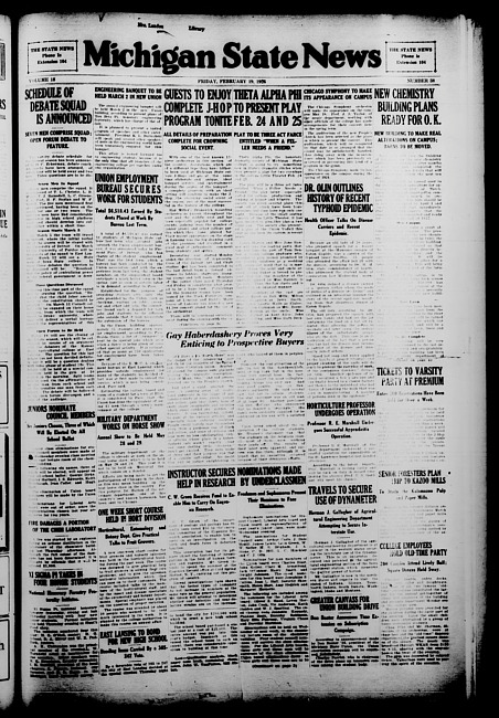 Michigan State news. (1926 February 19)