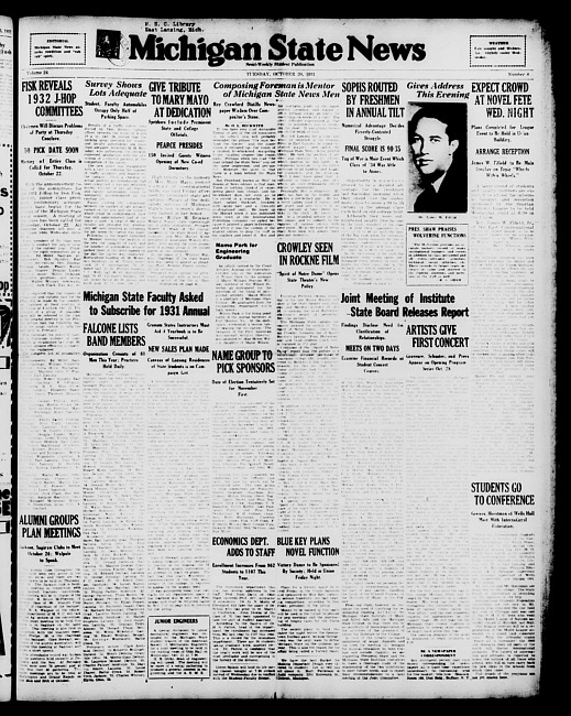 Michigan State news. (1931 October 20)