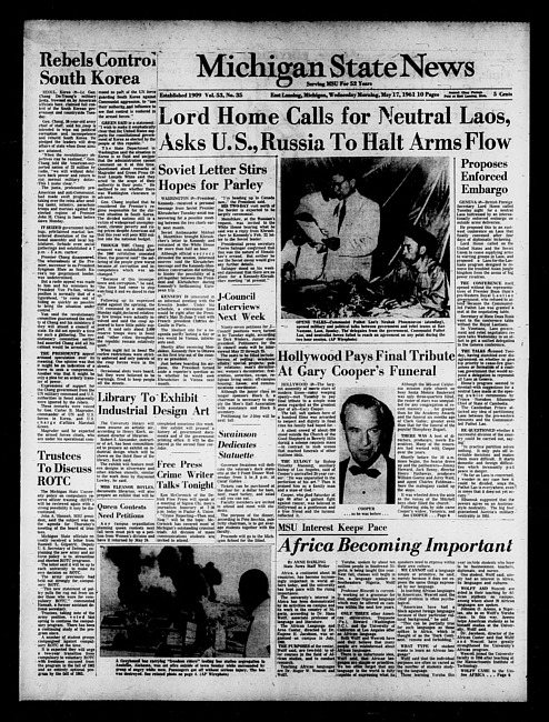 Michigan State news. (1961 May 17)