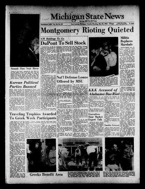 Michigan State news. (1961 May 23)