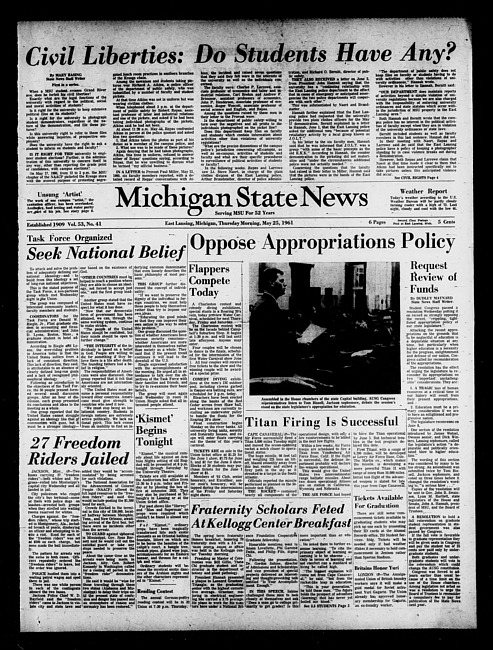 Michigan State news. (1961 May 25)