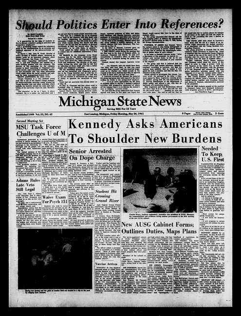 Michigan State news. (1961 May 26)