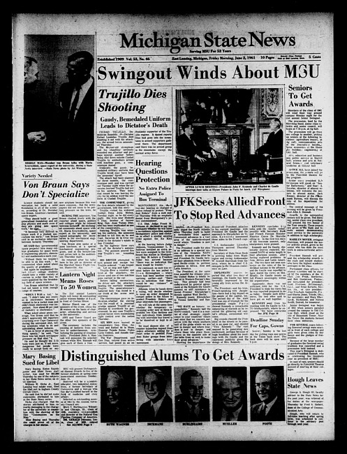 Michigan State news. (1961 June 2)