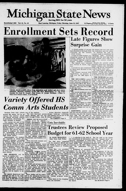 Michigan State news. (1961 June 23)