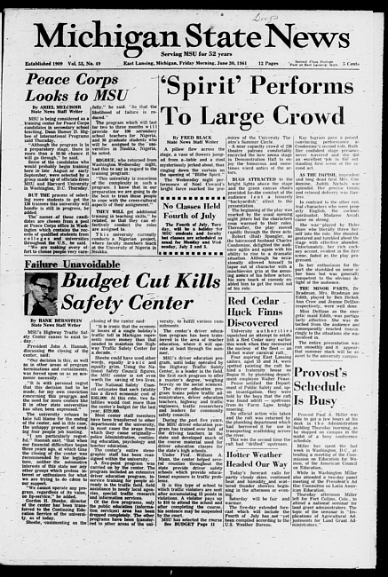 Michigan State news. (1961 June 30)