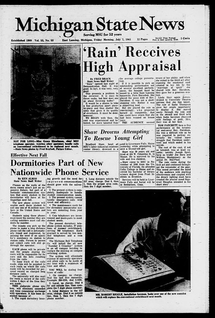 Michigan State news. (1961 July 7)