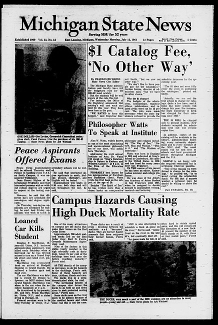 Michigan State news. (1961 July 12)