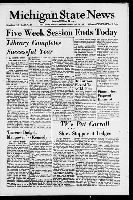 Michigan State news. (1961 July 26)