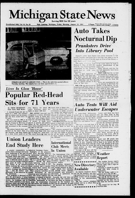 Michigan State news. (1961 August 18)