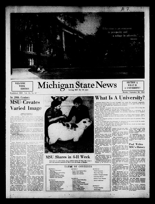 Michigan State news. (1961 September 25)