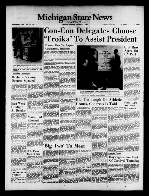 Michigan State news. (1961 October 5)