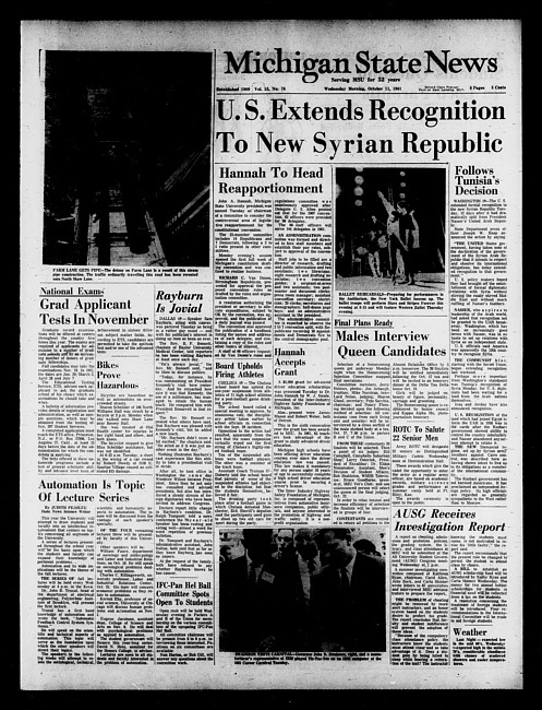 Michigan State news. (1961 October 11)