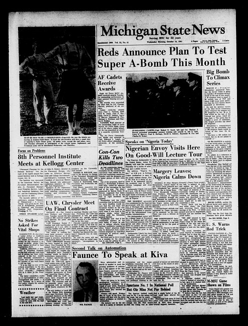 Michigan State news. (1961 October 18)