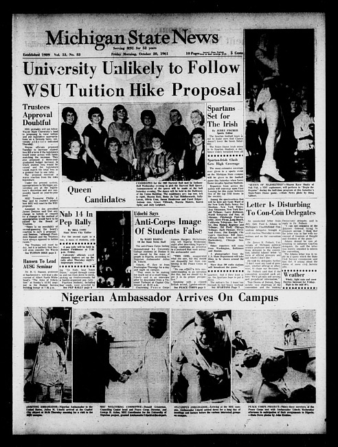 Michigan State news. (1961 October 20)