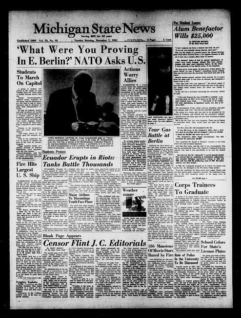 Michigan State news. (1961 November 7)