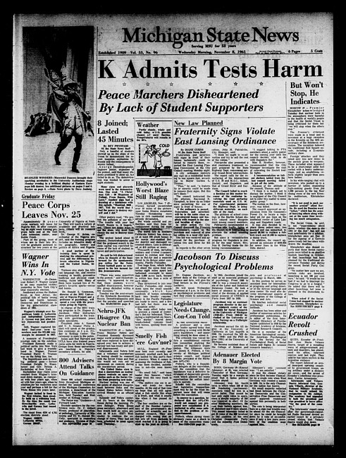 Michigan State news. (1961 November 8)