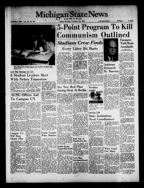 Michigan State news. (1961 November 10)