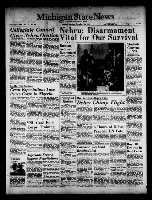 Michigan State news. (1961 November 13)