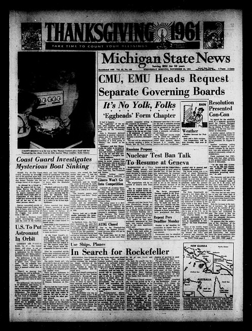 Michigan State news. (1961 November 22)