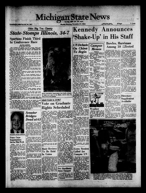 Michigan State news. (1961 November 27)