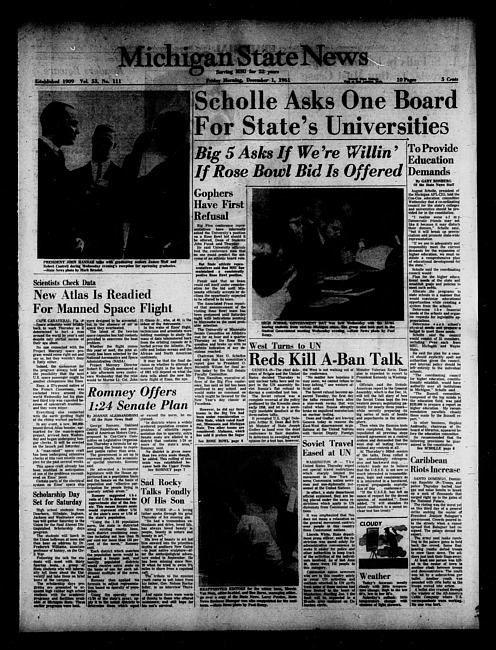 Michigan State news. (1961 December 1)