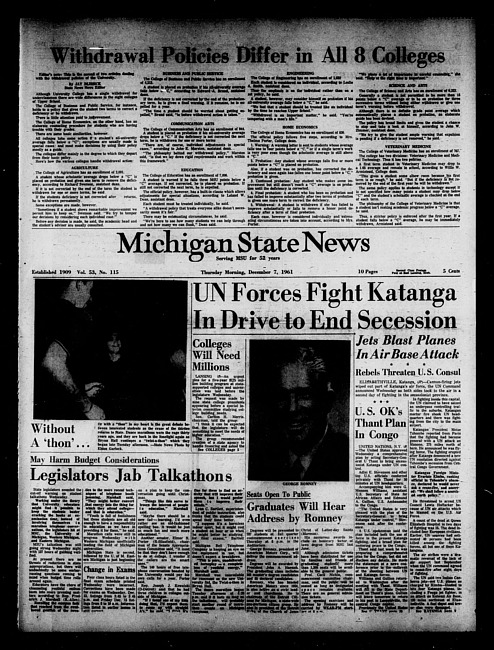 Michigan State news. (1961 December 7)