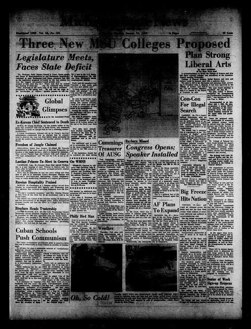 Michigan State news. (1962 January 11)