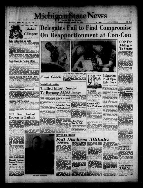 Michigan State news. (1962 January 23)