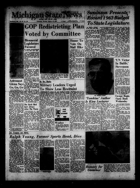 Michigan State news. (1962 January 24)