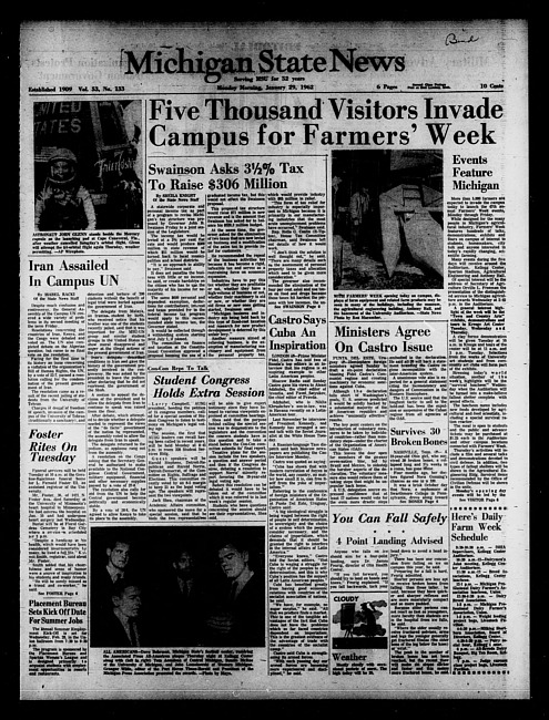 Michigan State news. (1962 January 29)