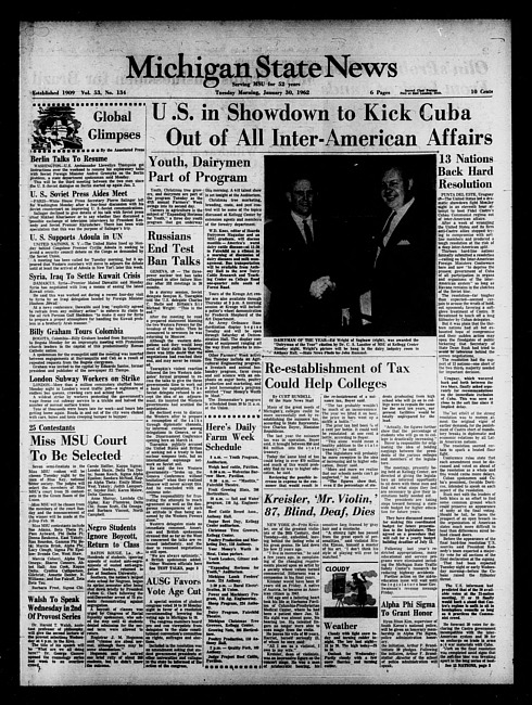 Michigan State news. (1962 January 30)