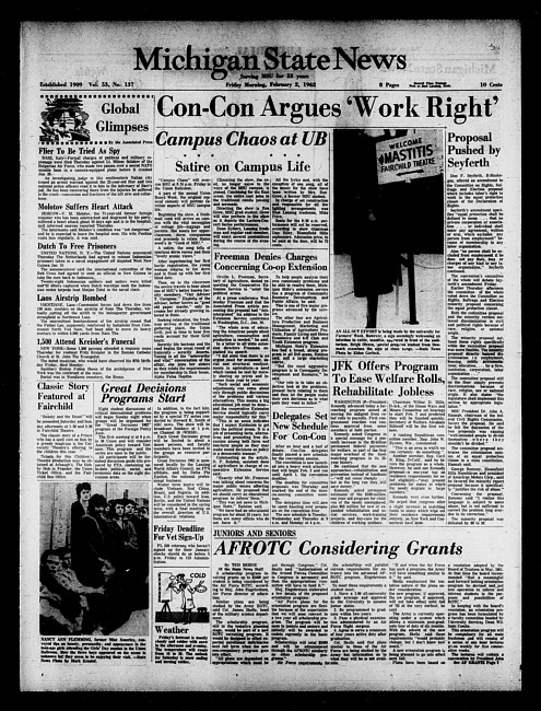 Michigan State news. (1962 February 2)