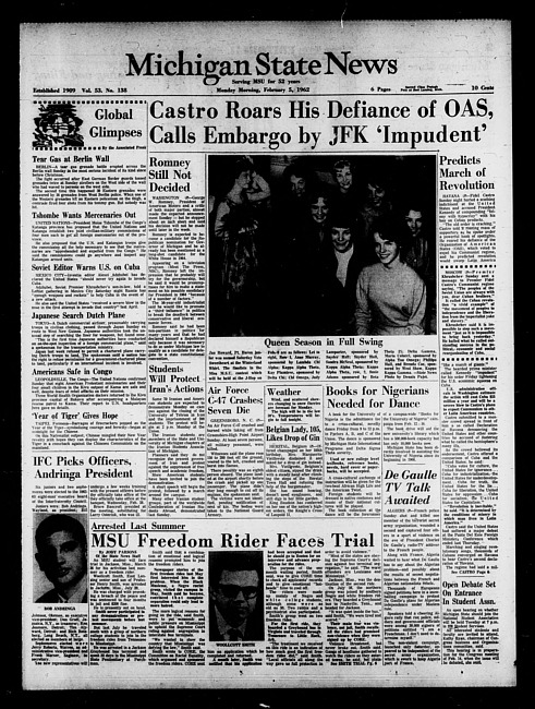 Michigan State news. (1962 February 5)