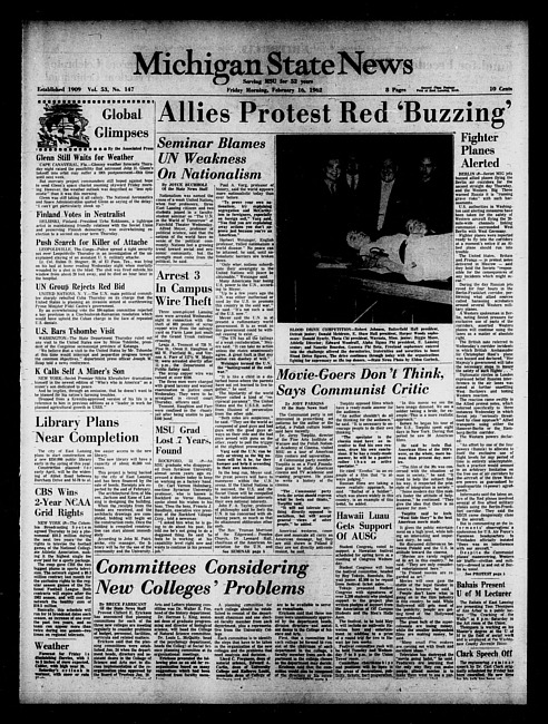 Michigan State news. (1962 February 16)