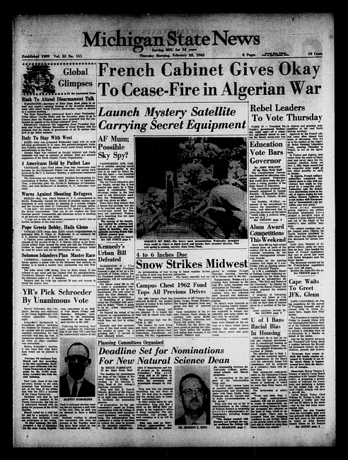 Michigan State news. (1962 February 22)