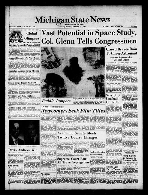 Michigan State news. (1962 February 27)