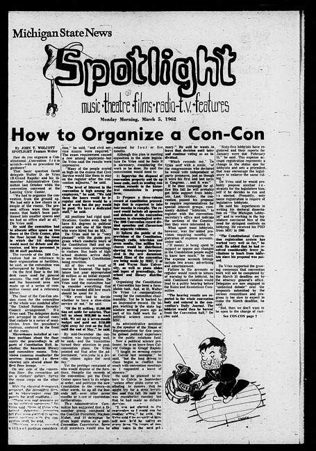Michigan State news. (1962 March 5), Supplement