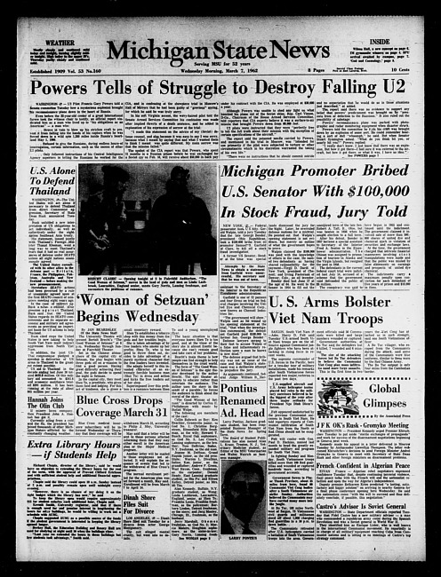 Michigan State news. (1962 March 7)