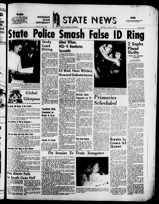 State news. (1962 April 9)