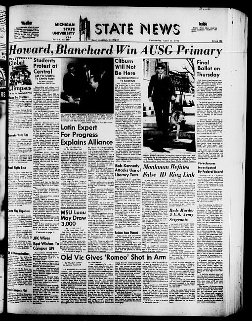 State news. (1962 April 11)